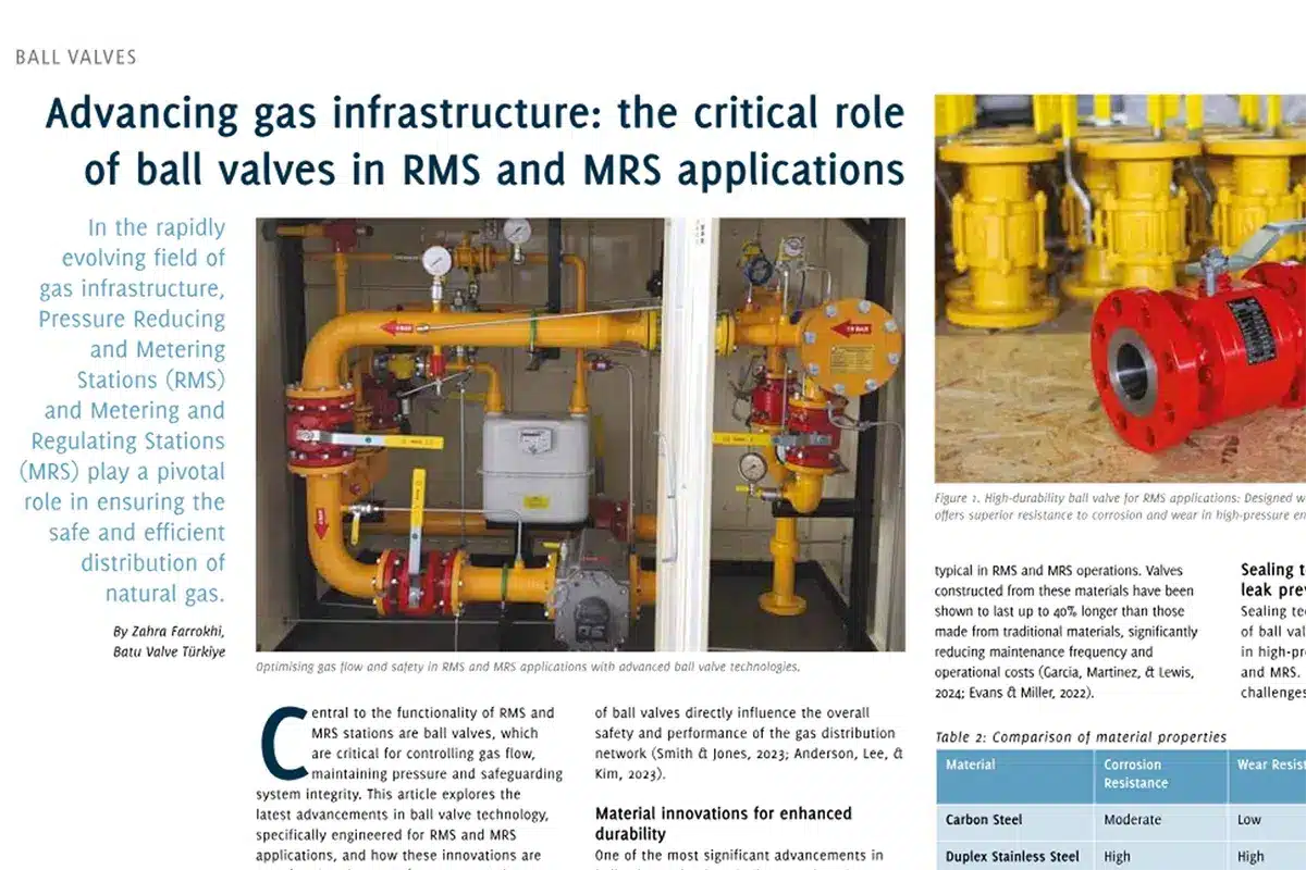 Our Latest Article | Advancing gas infrastructure: the critical role of ball valves in RMS and MRS applications