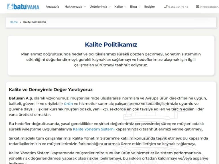 Kalite Politikamız