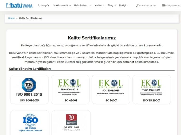 Kalite Sertifikalarımız