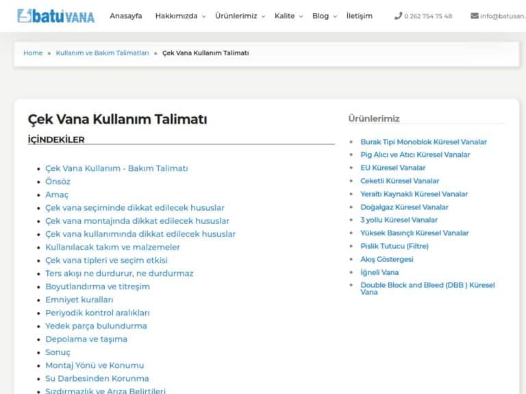 Çek vana kullanım - bakım talimatı