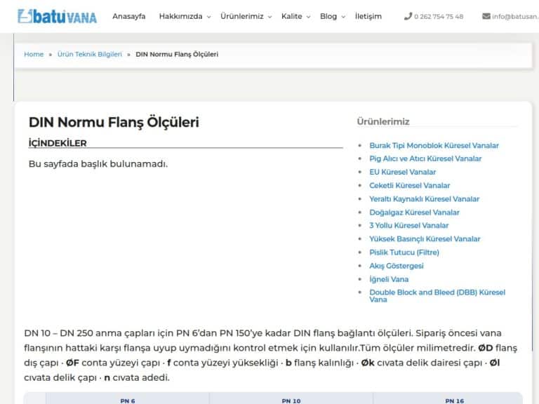 DIN Normu Flanş Ölçüleri