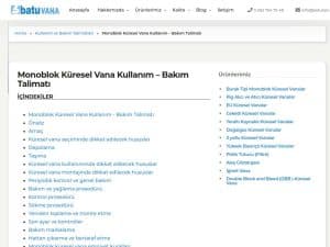 Monoblok Küresel Vana Kullanım - Bakım Talimatı