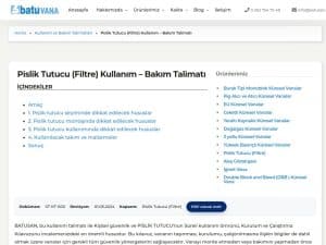 Pislik Tutucu (Filtre) Kullanım – Bakım Talimatı