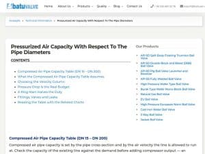Pressurized Air Capacity With Respect To The Pipe Diameters