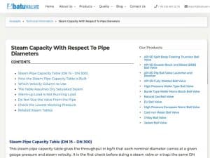 Steam Capacity With Respect To Pipe Diameters