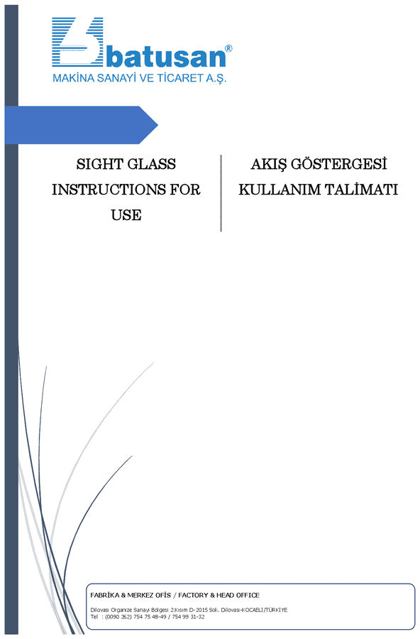Akış göstergesi kullanım ve bakım talimatı belgesinin ilk sayfası