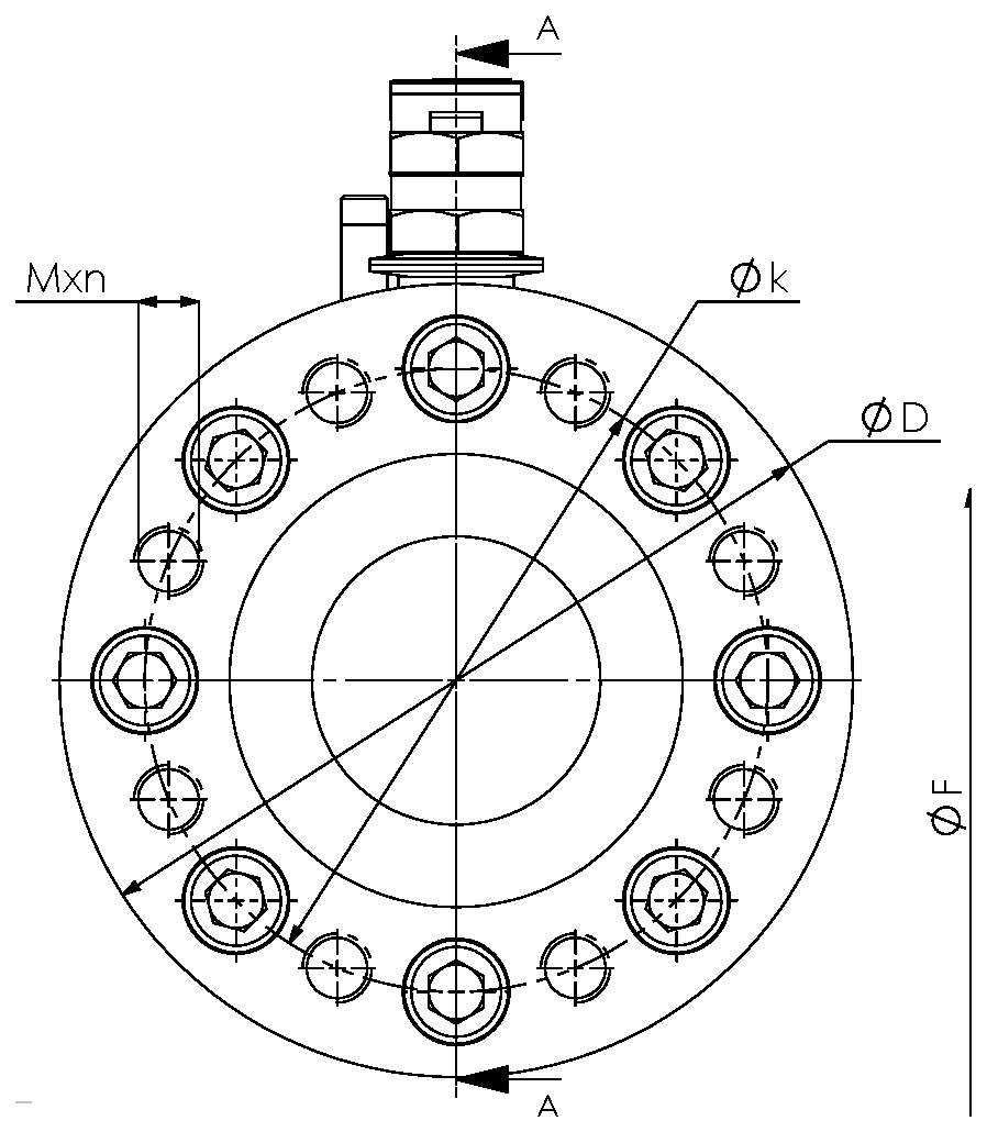 ANSI CLASS 2500 High Pressure Wafer Ball Valve — front view with flange bolting