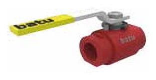 Class 800 threaded ball valve — valve view, red painted version