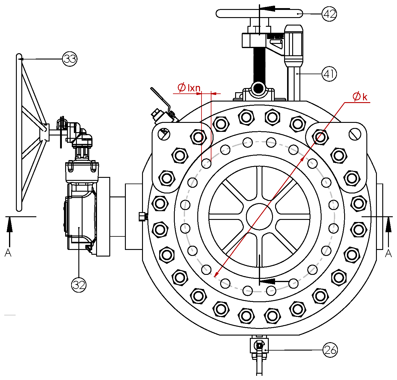 Pig Ball Valve Sample Datasheet — end view with quick opening closure