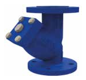 Strainer PN 16/25/40 flanged — valve view, blue painted version
